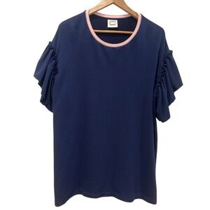 Karen by Simonsen Tansy Top Modal Ruffle Sleeve Tee Navy Blue